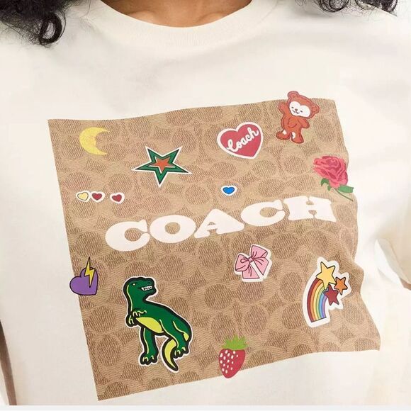 NWT Coach Signature Square T Shirt With Sticker Patches size‎ S - Picture 4 of 9